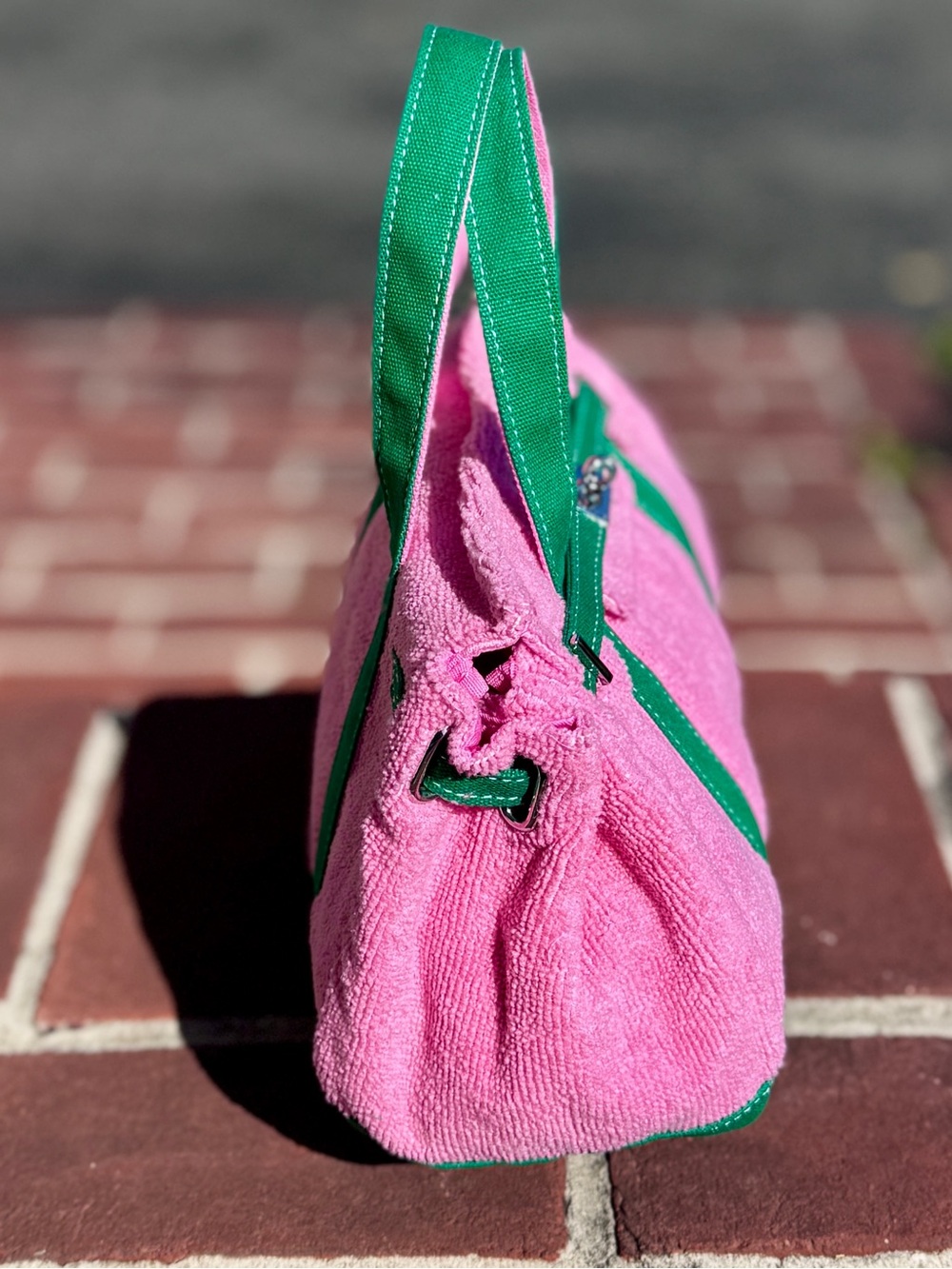 Pink and Green TikTok Viral Sunwin Terry Cloth Mini Tote | NWT - Picture 4 of 11